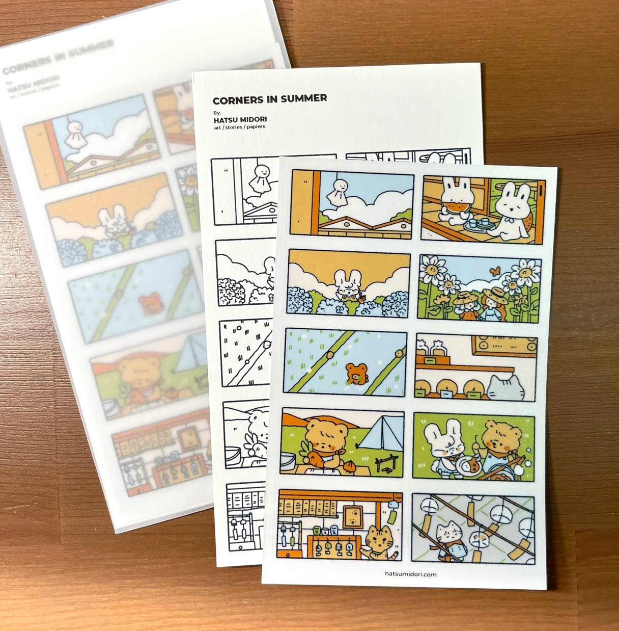 Hatsu Midori Washi Sticker Sheet - Corners in Summer