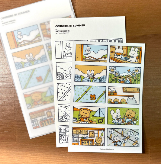 Hatsu Midori Washi Sticker Sheet - Corners in Summer