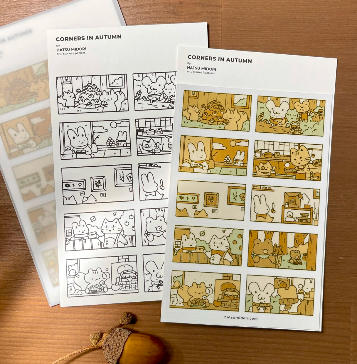 Hatsu Midori Washi Sticker Sheet - Corners in Autumn