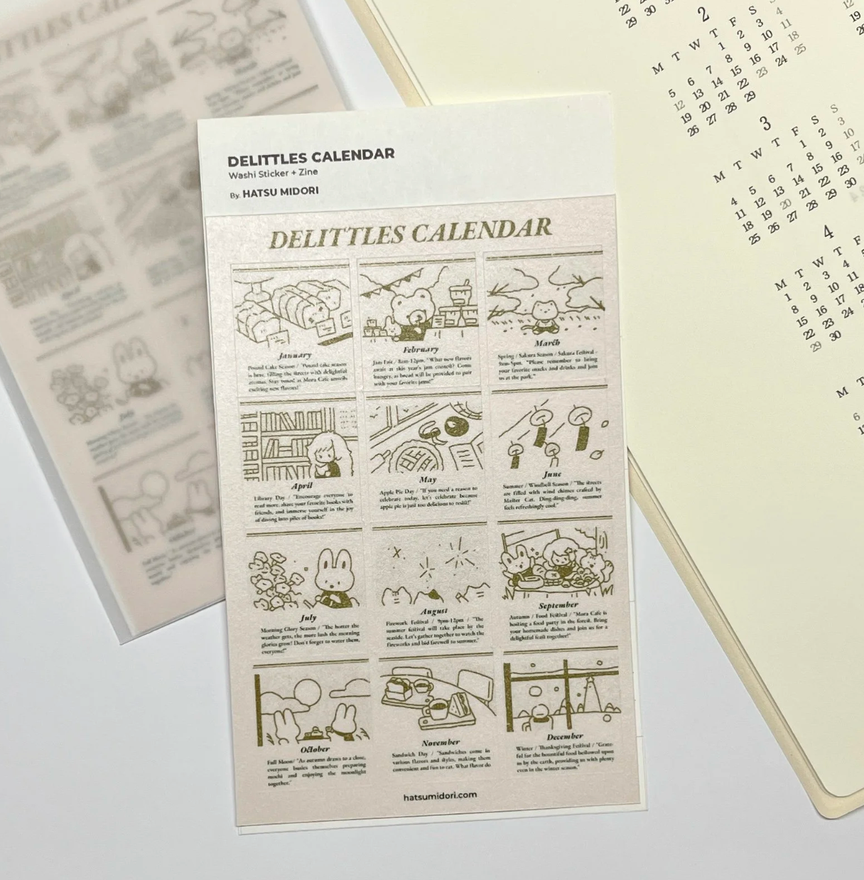 Hatsu Midori Washi Sticker Sheet - Delittles Calendar