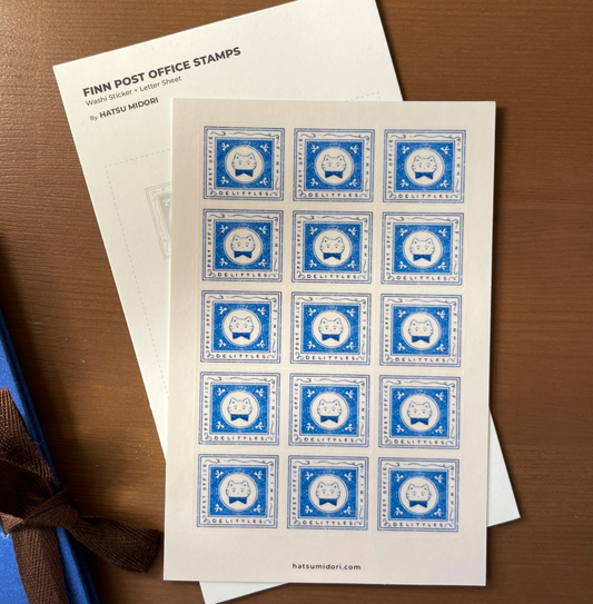Hatsu Midori Washi Sticker Sheet - Finn Post Office Stamps