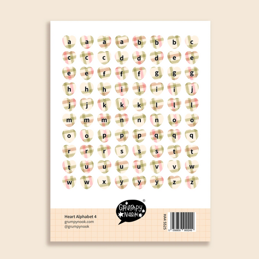 Grumpy Nook A6 Sticker Sheet - Heart Alphabet 4