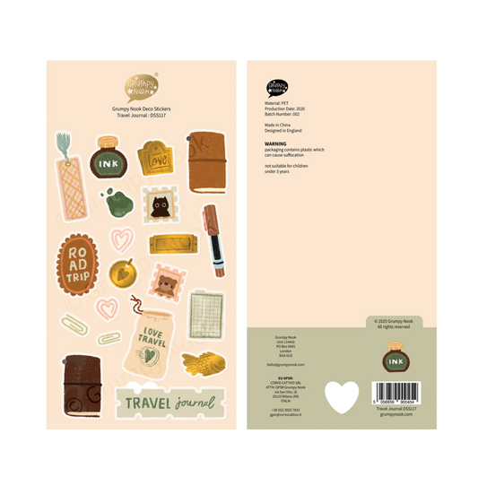 Grumpy Nook Deco Sticker Sheet - Travel Journal