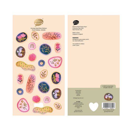 Grumpy Nook Deco Sticker Sheet - Floral Pebbles