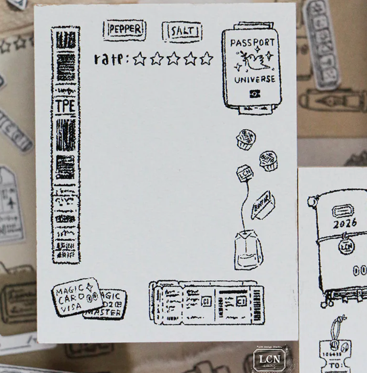 LCN Design Studio Rubber Stamp- Travel 1 Passport