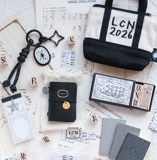 LCN Design Studio 2026 Mini Tote Stationery Set - Black Leather Cover