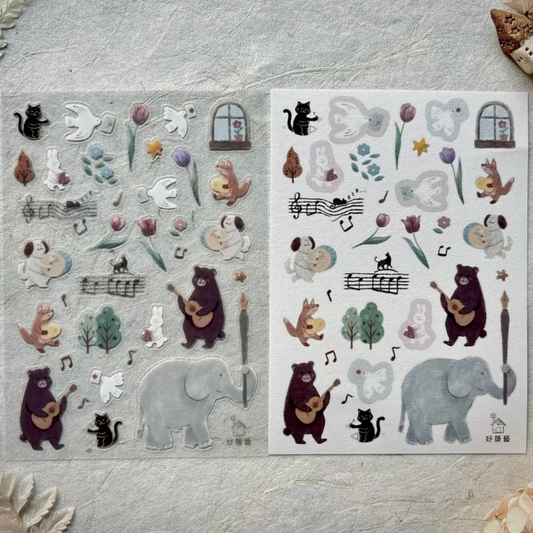 A Great Idea PET and Washi Sticker Sheet  Set -  Animal Band