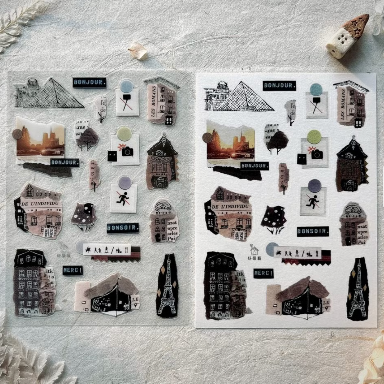 A Great Idea PET and Washi Sticker Sheet  Set -  Wandering in Paris