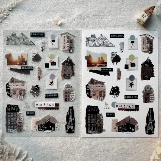 A Great Idea PET and Washi Sticker Sheet  Set -  Wandering in Paris