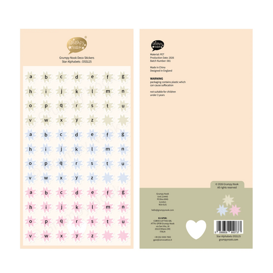 Grumpy Nook Deco Sticker Sheet - Star Alphabet
