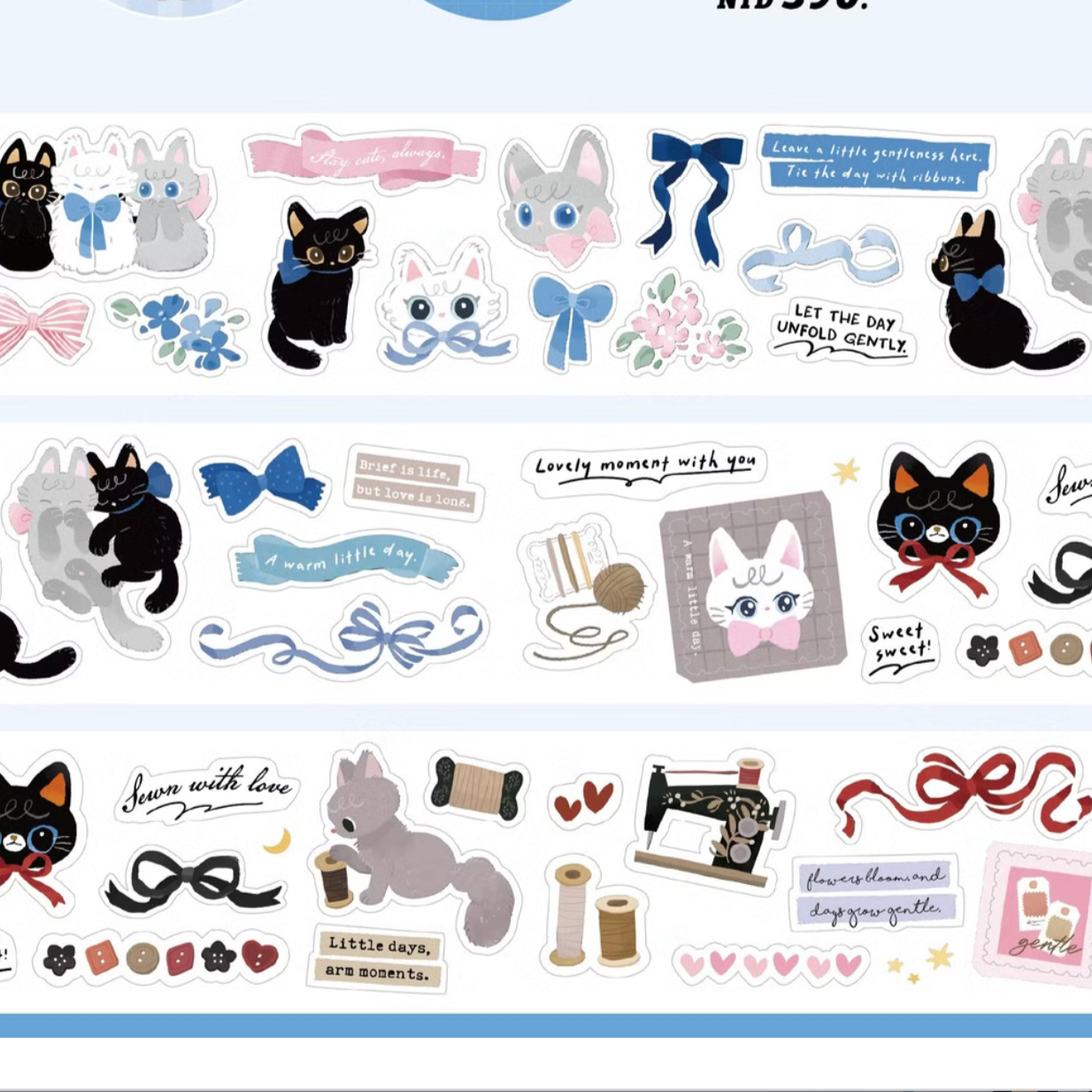 wwiinngg Kiss-cut PET Tape - Ribbon & Whiskers