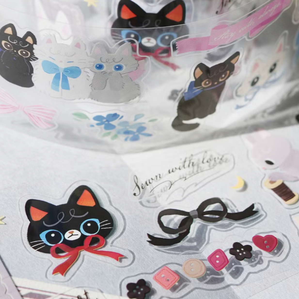 wwiinngg Kiss-cut PET Tape - Ribbon & Whiskers