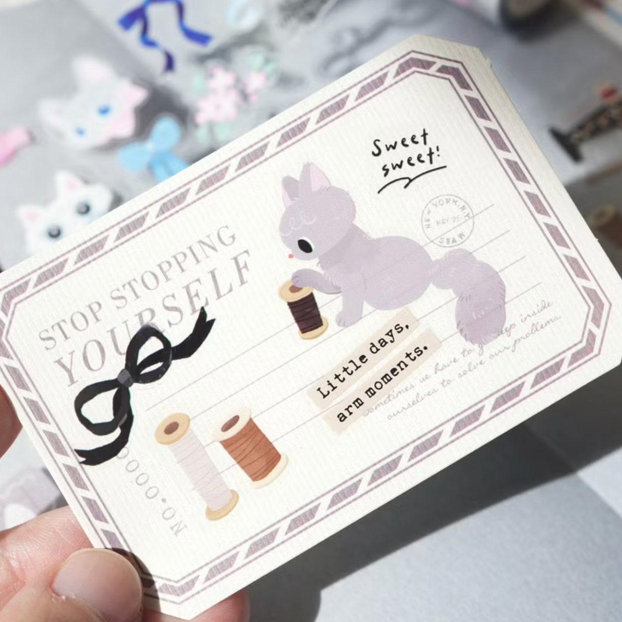 wwiinngg Kiss-cut PET Tape - Ribbon & Whiskers