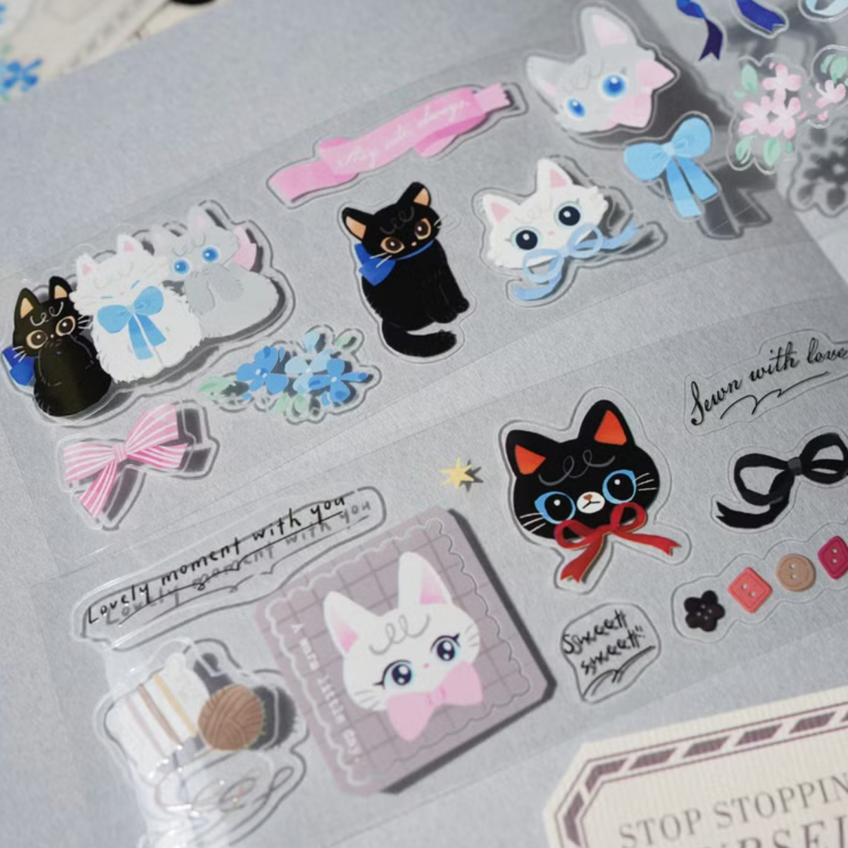 wwiinngg Kiss-cut PET Tape - Ribbon & Whiskers