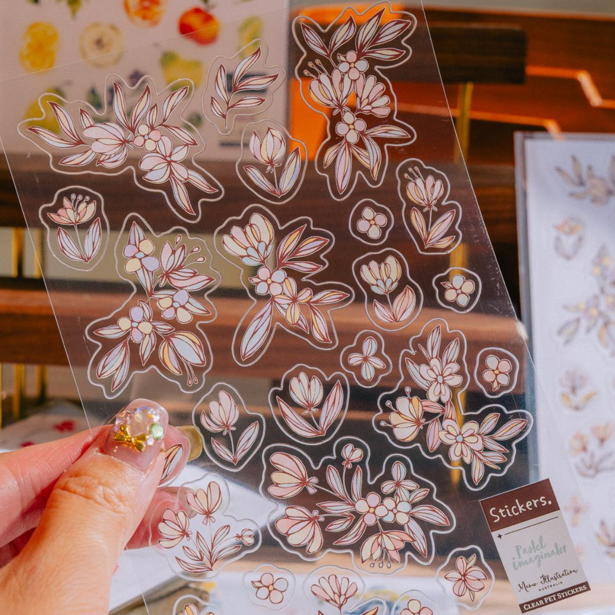 Meow Illustration Clear PET Sticker Sheet - Pastel Imaginator