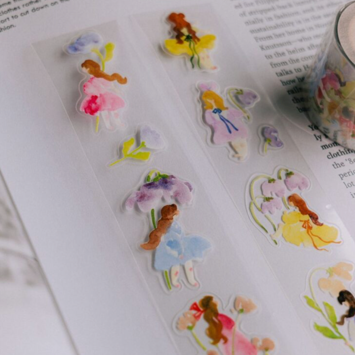 Meow Illustration Kiss-Cut  PET Tape - Whispers in the Wildflowers
