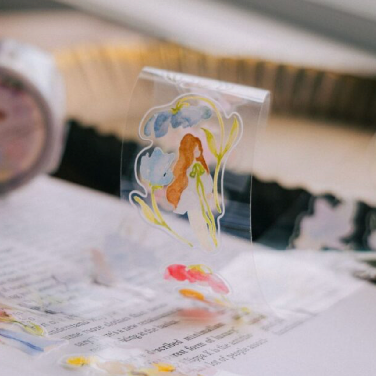 Meow Illustration Kiss-Cut  PET Tape - Whispers in the Wildflowers