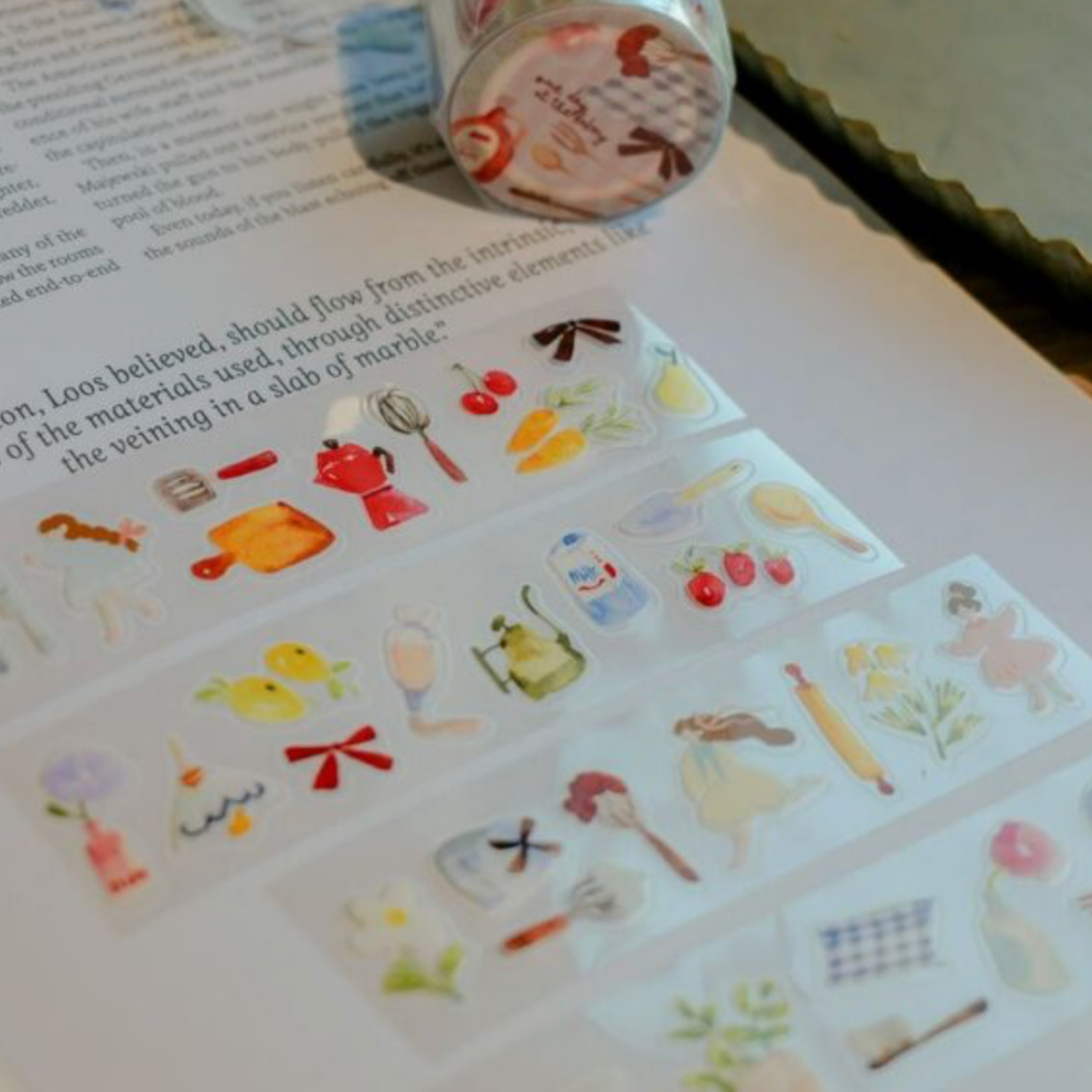 Meow Illustration Kiss-Cut  PET Tape - A Day a the Bakery