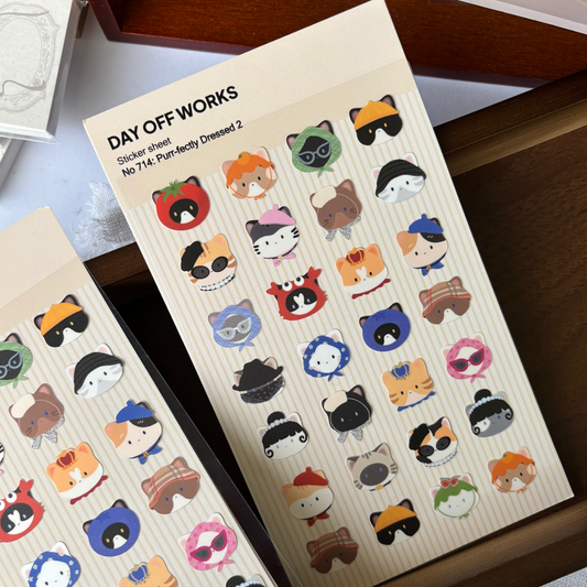 Day off Works PET Sticker Sheet - Purr-fectly Dressed 2