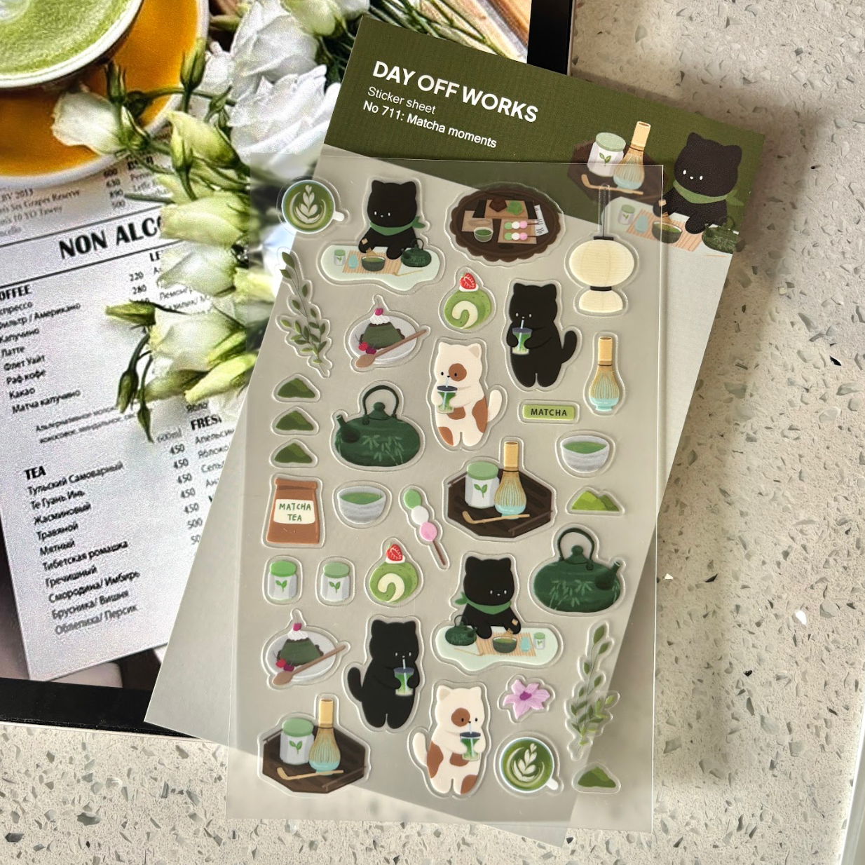 Day off Works PET Sticker Sheet - Matcha Moments