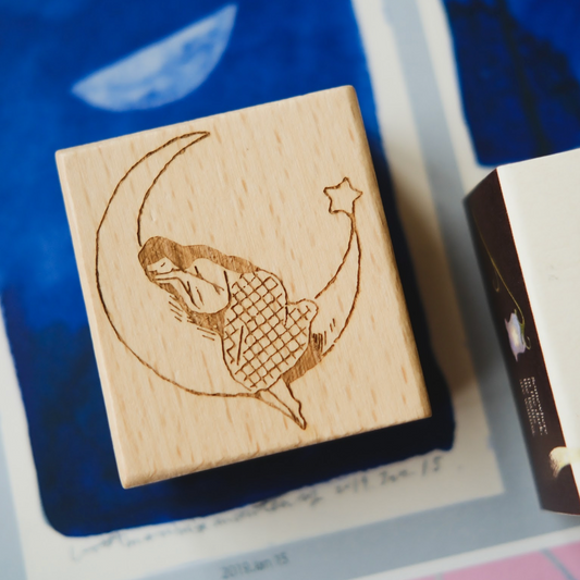 Teayou Follow the Lights Rubber Stamp - Moon Sleep