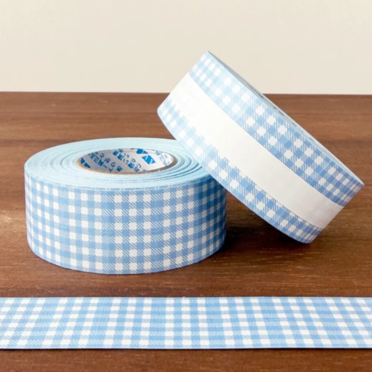 Stamp Marche Gingham Label Stickers - Ice Blue