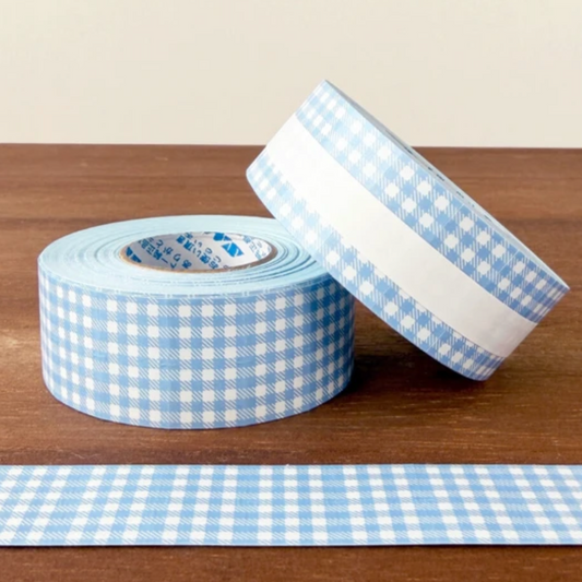 Stamp Marche Gingham Label Stickers - Ice Blue