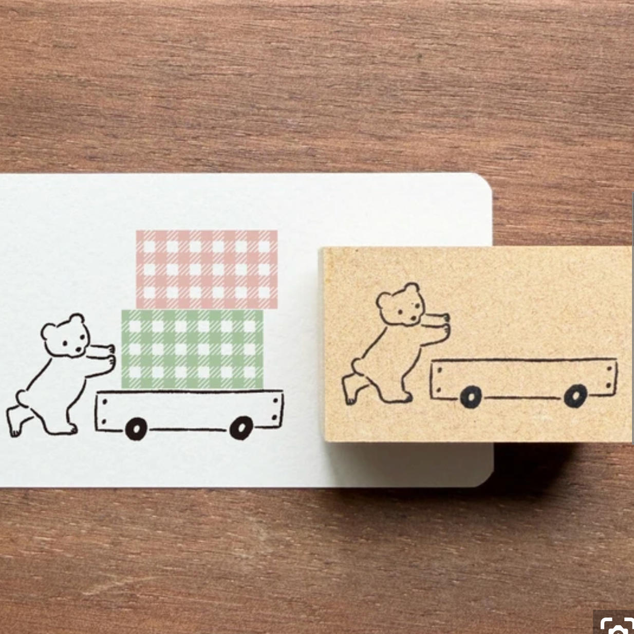 Stamp Marche Labetomo Rubber Stamp Series  - Bear Wagon