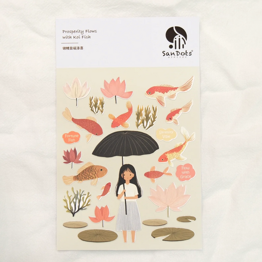 SanDots Atelier Sticker Sheet - Prosperity Flows with Koi Fish