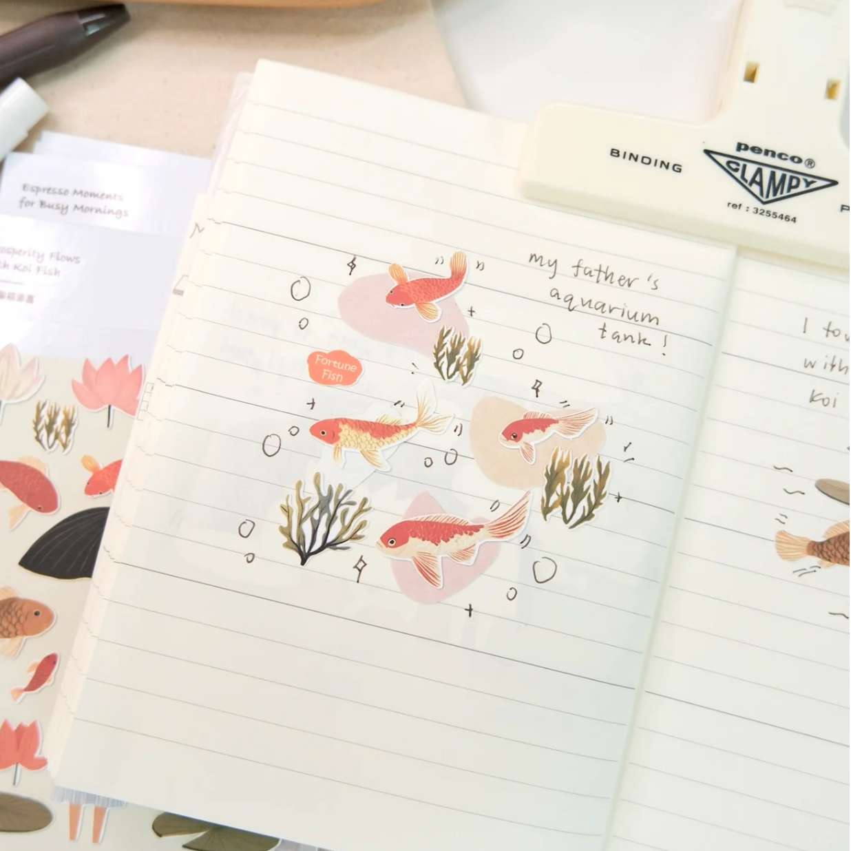 SanDots Atelier Sticker Sheet - Prosperity Flows with Koi Fish