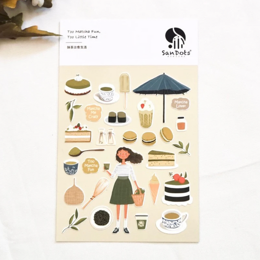 SanDots Atelier Sticker Sheet - Too Matcha Fun, Too Little Time