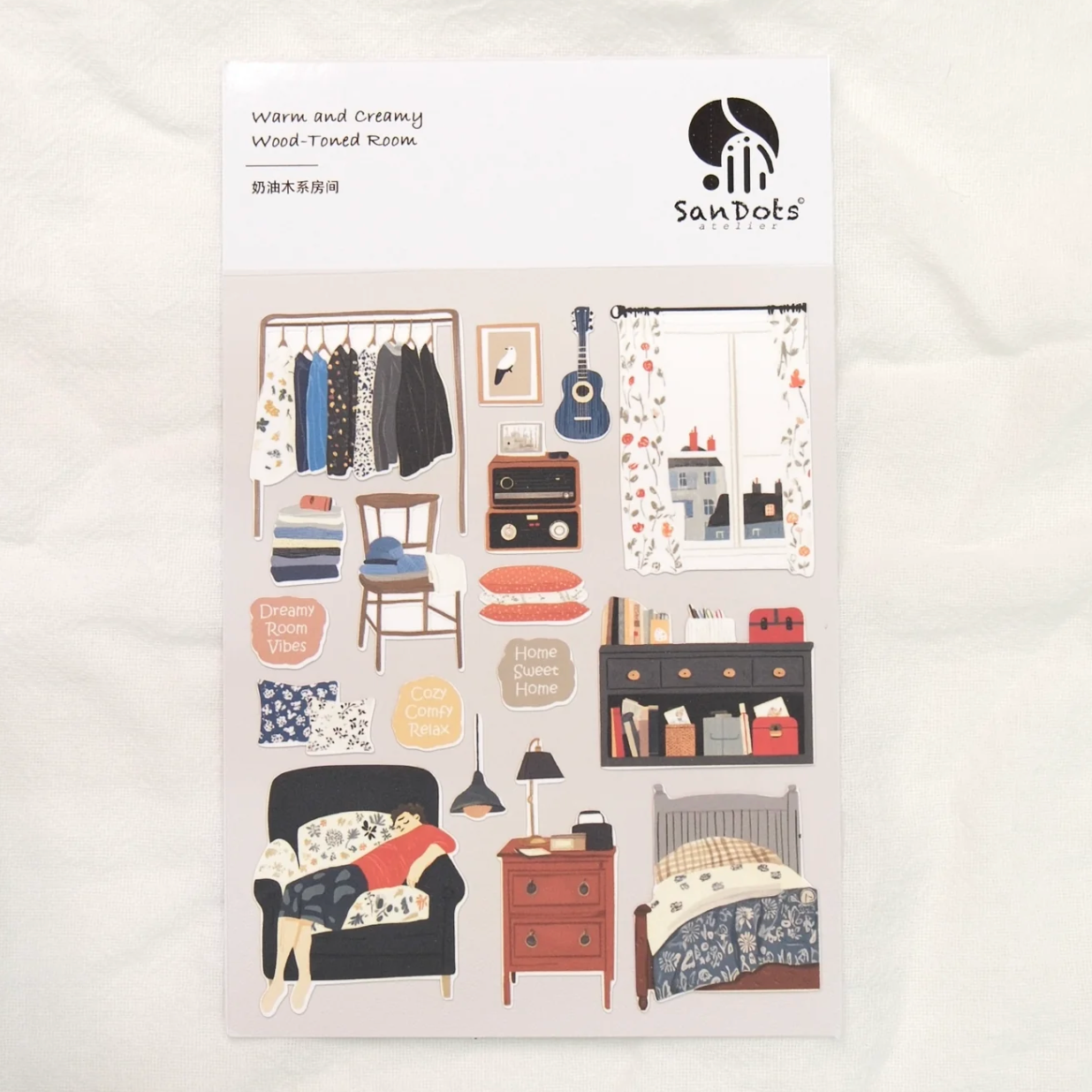 SanDots Atelier Sticker Sheet - Warm and Creamy Wood Toned Room