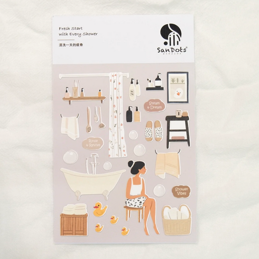 SanDots Atelier Sticker Sheet - Fresh Start with Every Shower