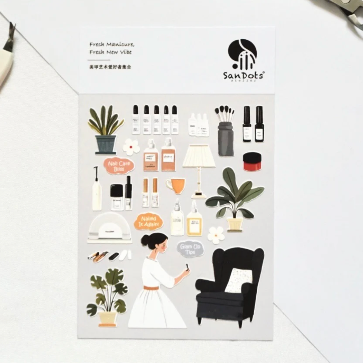SanDots Atelier Sticker Sheet - Fresh Manicure, Fresh New Vibe