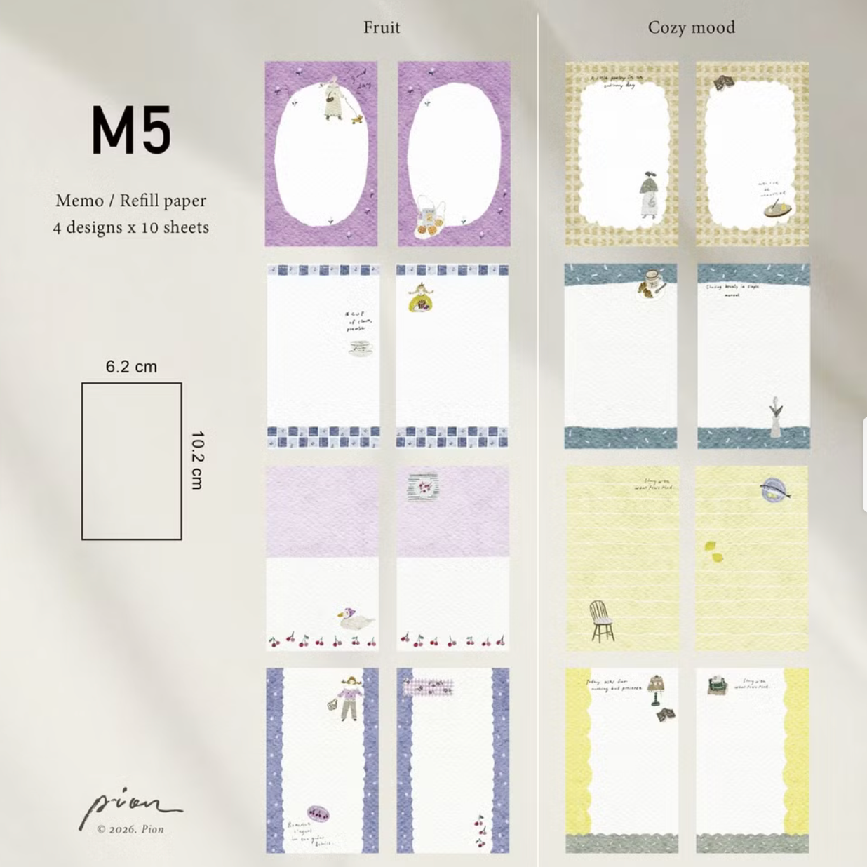 Pion Memo Paper - M5 and M6 sizes in two designs