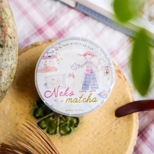 Teayou Kiss Cut PET Tape - Neko Matcha