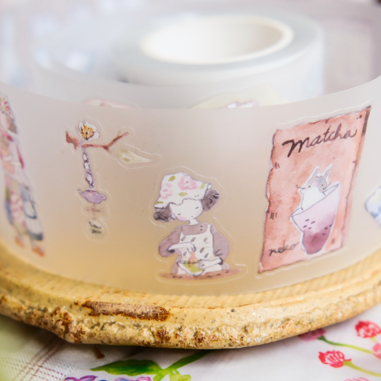 Teayou Kiss Cut PET Tape - Neko Matcha