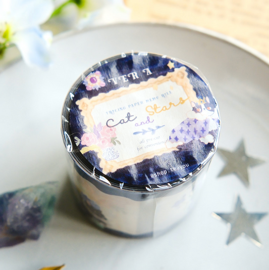 Teayou Tracing Paper Rolled Notes - Cat and Stars Version A