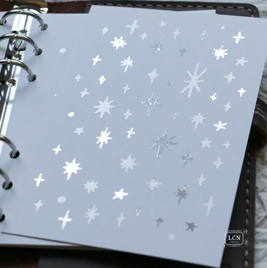 LCN Design Studio Washi Tape - Silver Stars (Matte or Glossy)