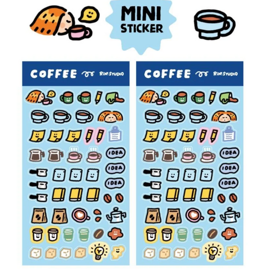 Rin! Studio Mini Sticker Sheet - Coffee