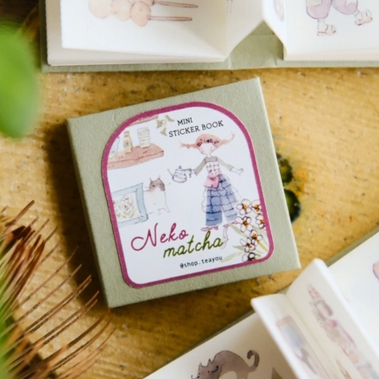 Teayou Kiss Cut Washi Sticker Book - Neko Matcha
