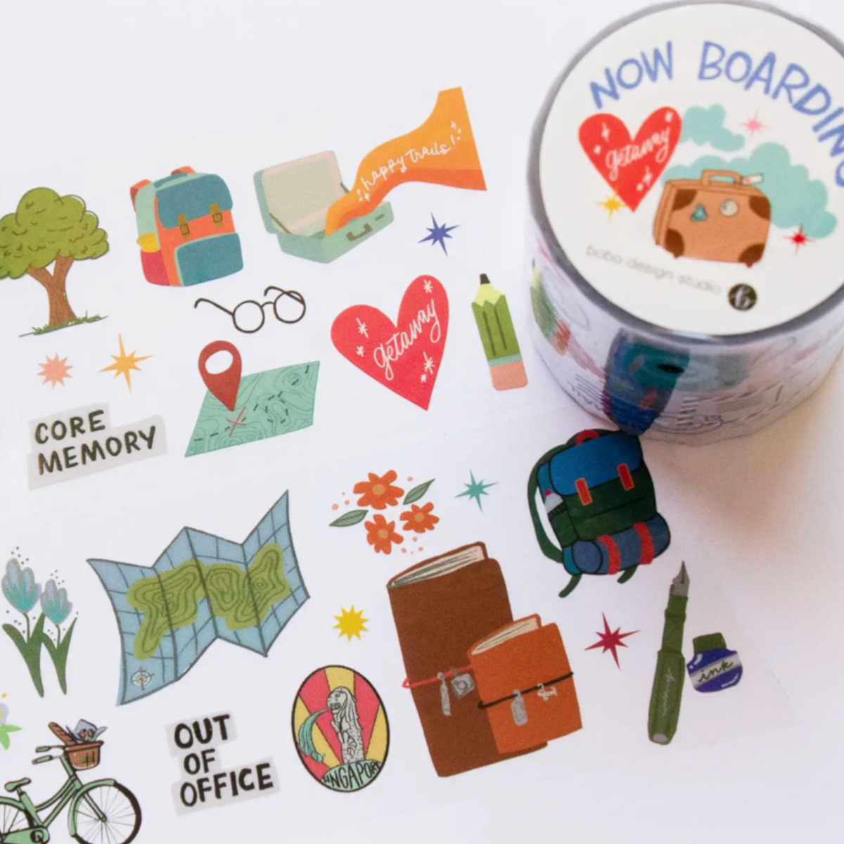Bobo Design Studio Now Boarding Kiss Cut PET Tape