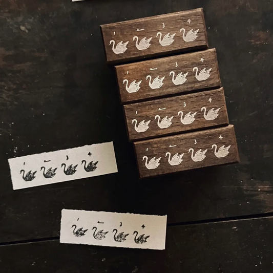 Somesortof.fern Four Black Swans Rubber Stamp