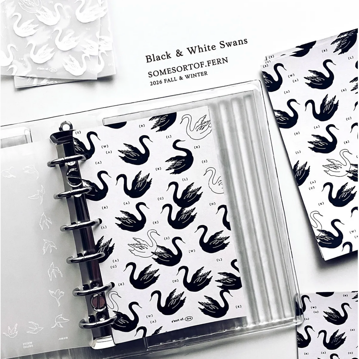 Somesortof.fernM5 and M6 Paper Refill - Black and White Swans