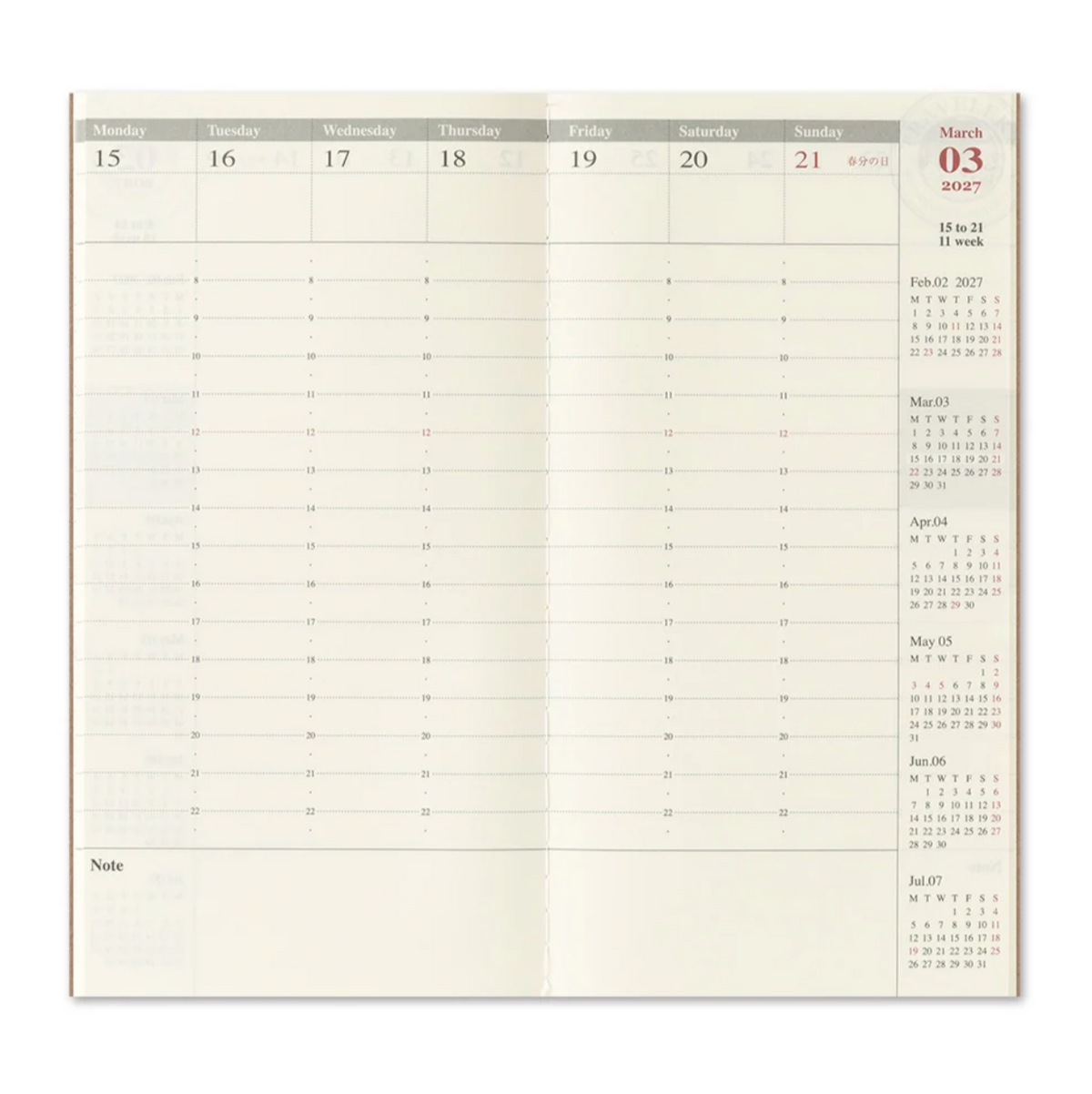 TRAVELER'S notebook 2027 Vertical Diary - Regular Size