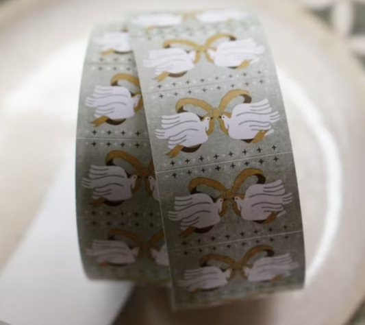 Ivy Snow Label Stickers - Ribbon Birds