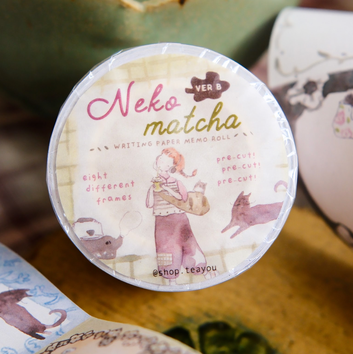 Teayou Paper Rolled Notes - Neko Matcha Version B