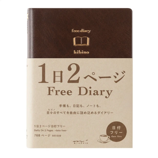 Midori A6 Hibino Free Diary - Brown