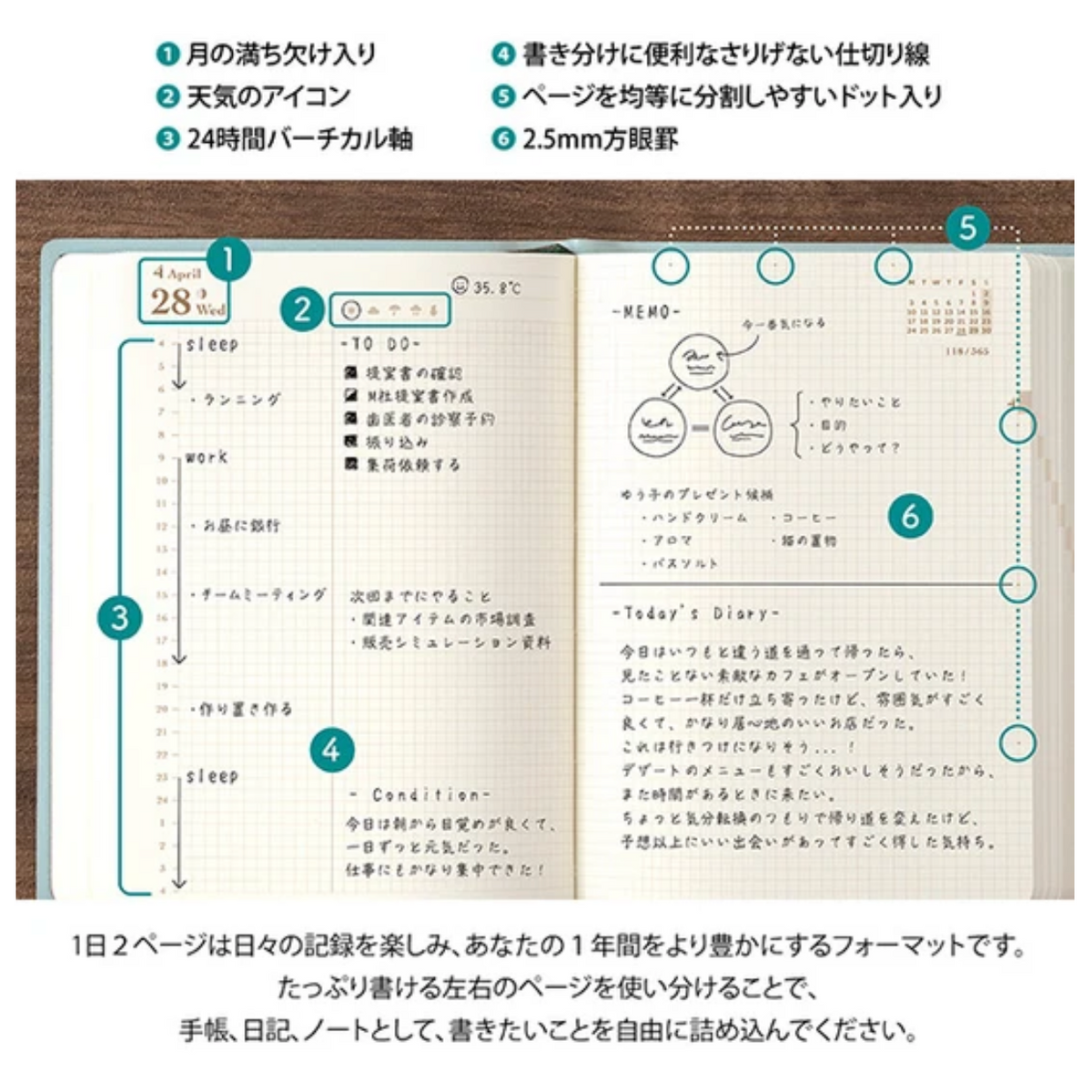 Midori A6 Hibino 2027 Diary - Limited Pink