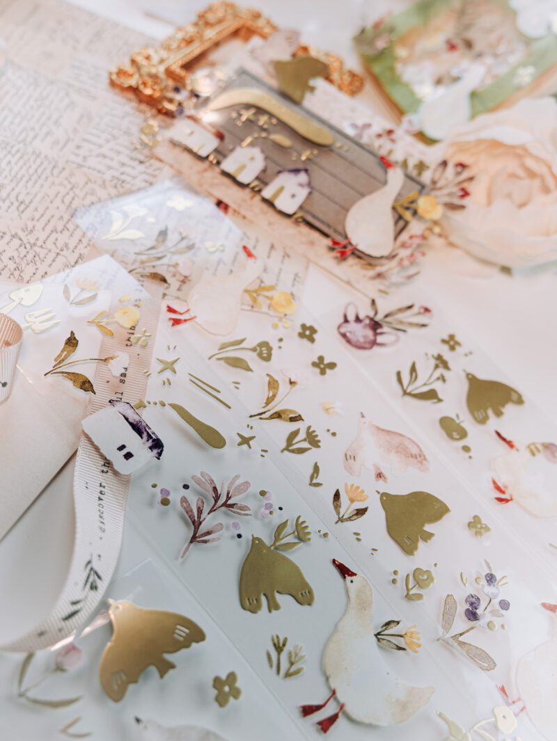 Meow Illustration PET Tape - Woodland Story with Matte Gold